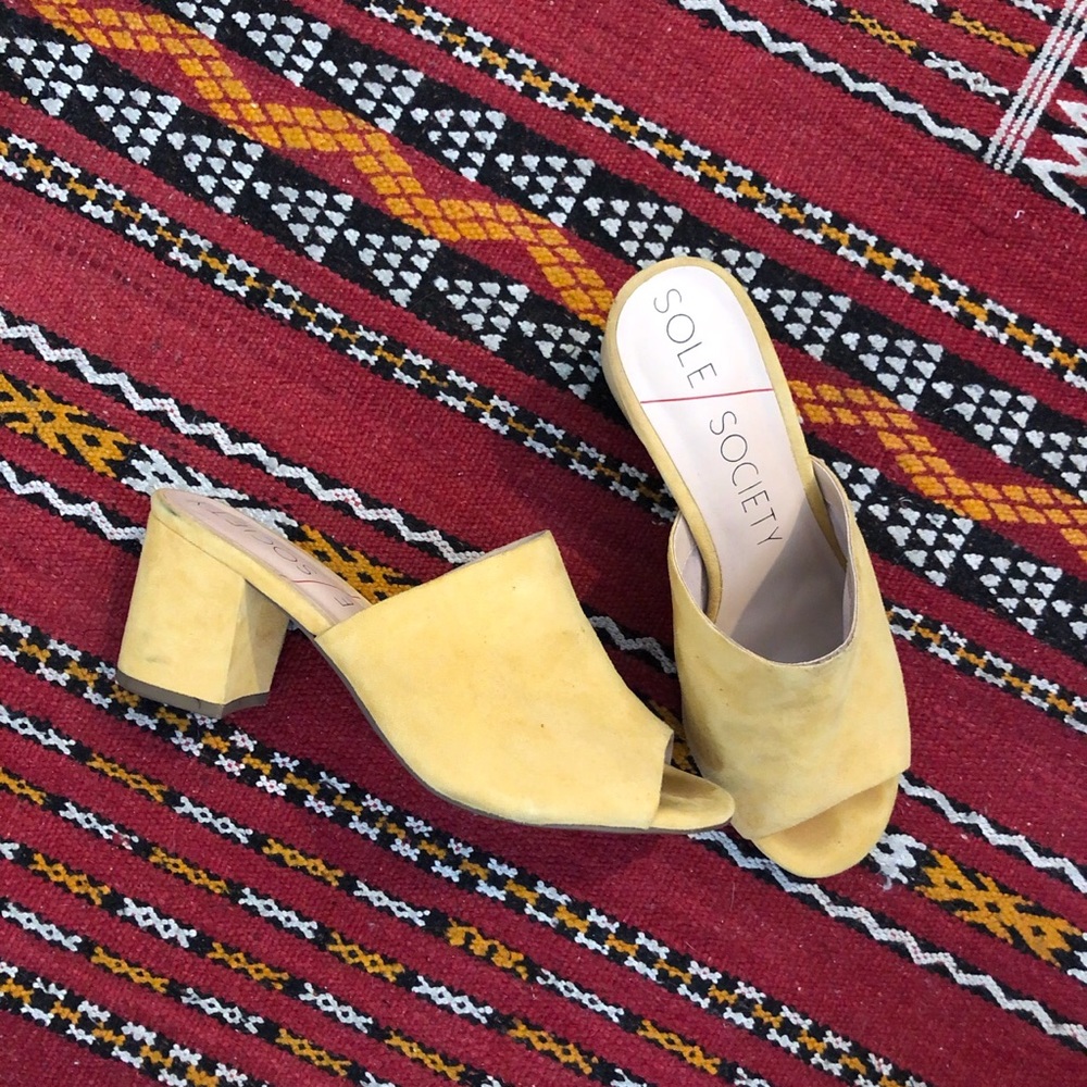 Yellow Suede Mules
